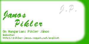 janos pikler business card